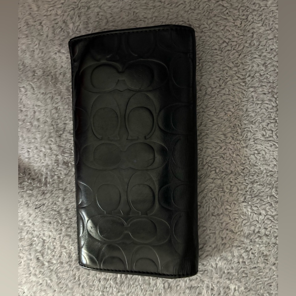 COACH Black Embossed Leather Bifold Wallet